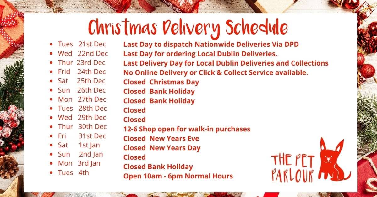 Christmas Delivery Schedule