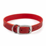 heritage sewn leather collar red