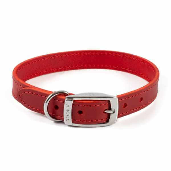 heritage sewn leather collar red
