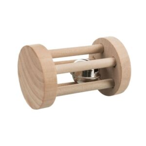 trixie wooden play roll cat toy with bell