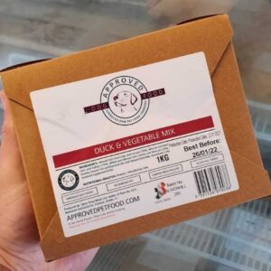 approved raw duck and veg sausages