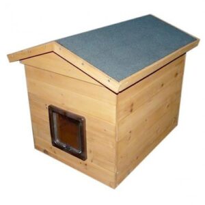wooden cat kennel with flap